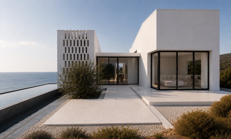 Residenza contemporanea Orizzonte Bianco affacciata sul mare