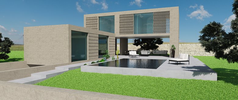 Villa Padronale Mediterranea con piscina e grandi vetrate