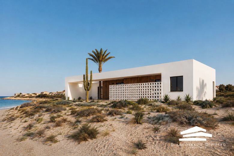 Architettura mediterranea di Villa Petrella nel paesaggio costiero